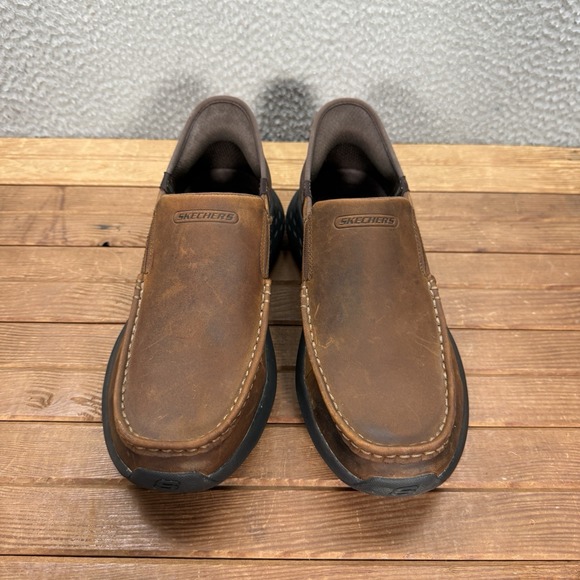 Skechers Shoes Mens 8.5 Brown Relaxed Fit Parson Oswin Slip Ins Lightweight